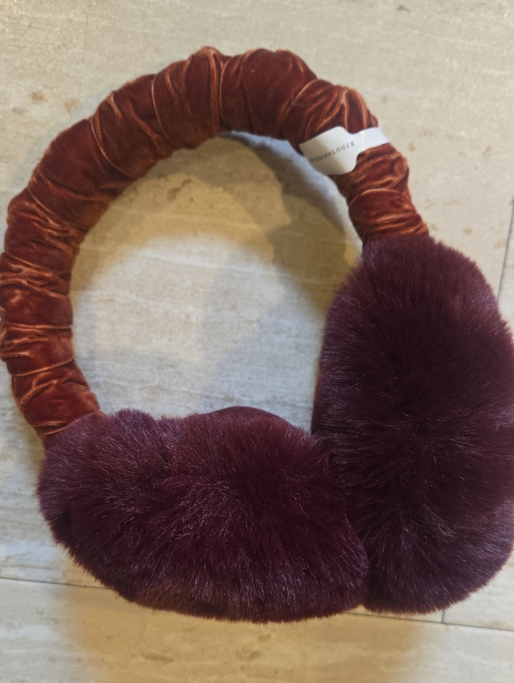 New Anthropologie Deep Maroon Faux-Fur Earmuffs